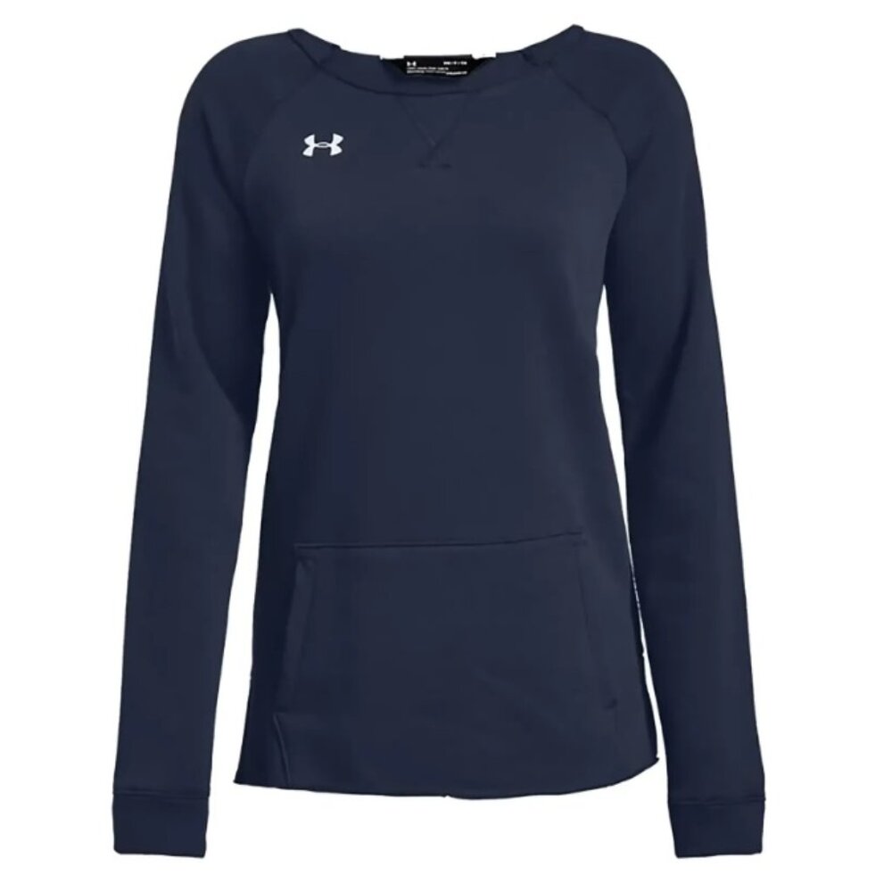 Women's Under Armour Navy Blue Hustle Fleece Cut-Off Crewneck Sweatshirt